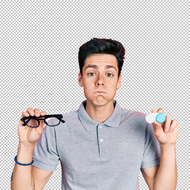 Man with glasses and contact lenses