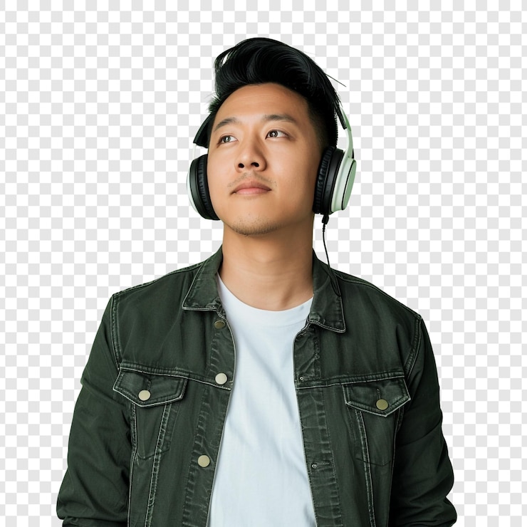 PSD man with headphones