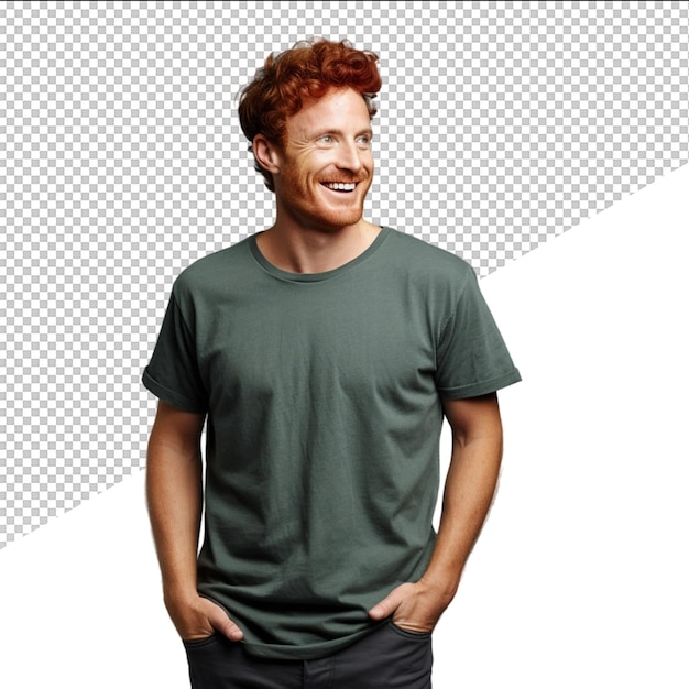 PSD a man with red hair stands in front of a white background