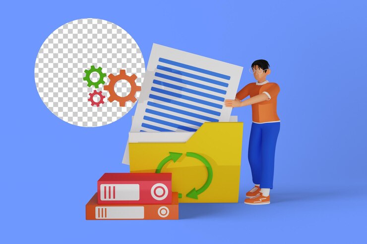 PSD manajemen file ilustrasi 3d