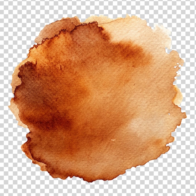 PSD mancha castanha de aquarela isolada em fundo transparente