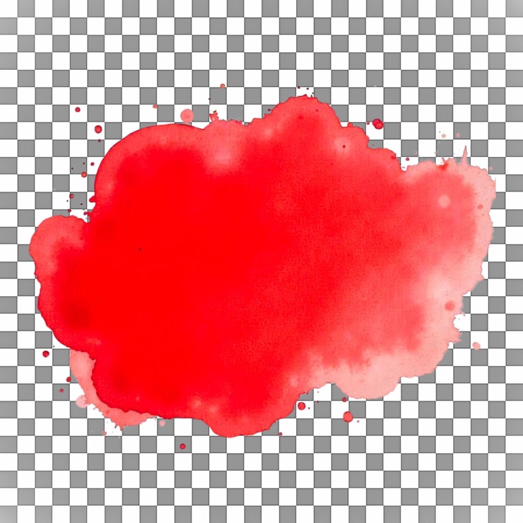 PSD manchas de acuarela roja vibrante sobre un fondo transparente