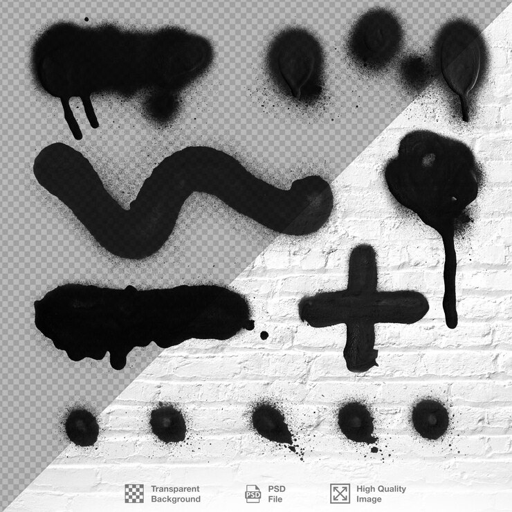 PSD manchas de graffiti en un fondo transparente