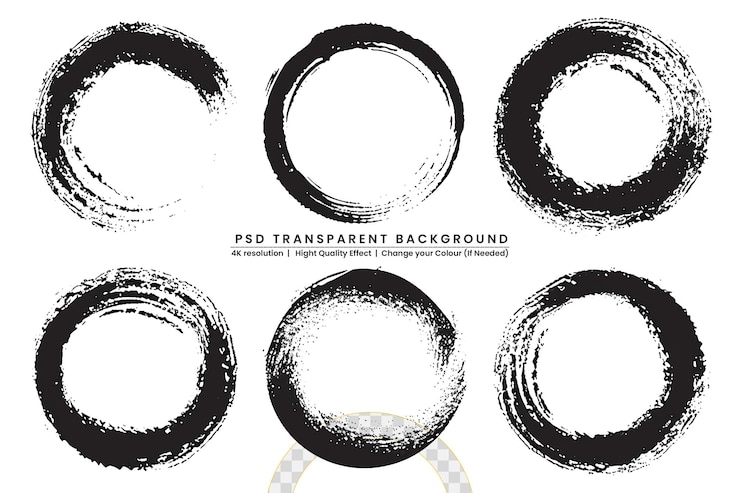 PSD manchas de pincel circulares sobre un fondo transparente