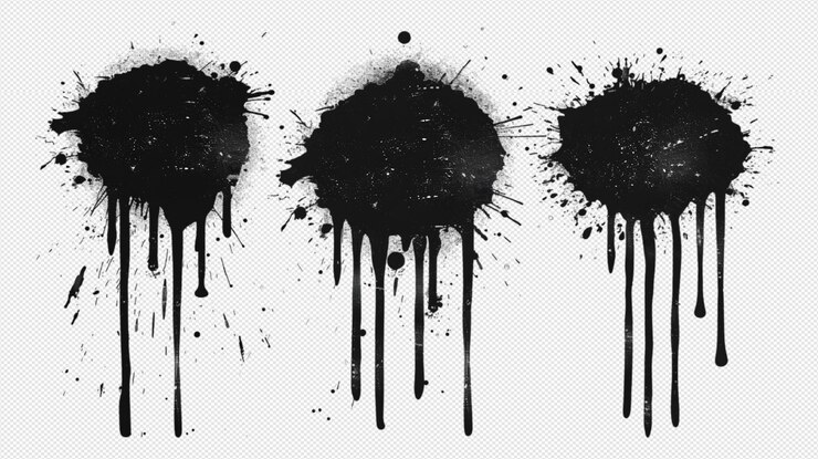 Manchas de tinta en un fondo transparente