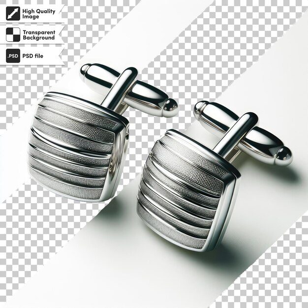 Manchetes de plata PSD para traje sobre fondo transparente con capa de máscara editable