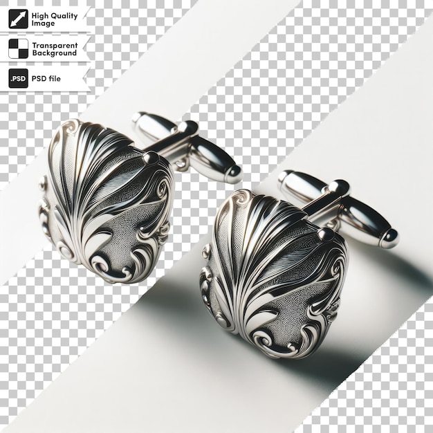 Manchetes de plata PSD para traje sobre fondo transparente con capa de máscara editable
