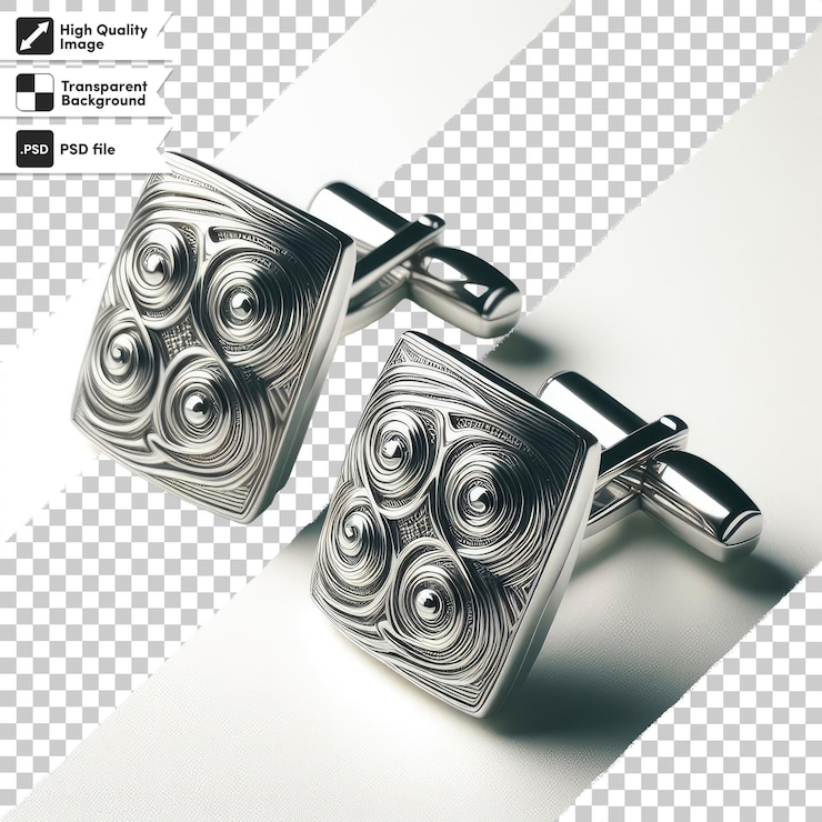 PSD manchetes de plata psd para traje sobre fondo transparente con capa de máscara editable