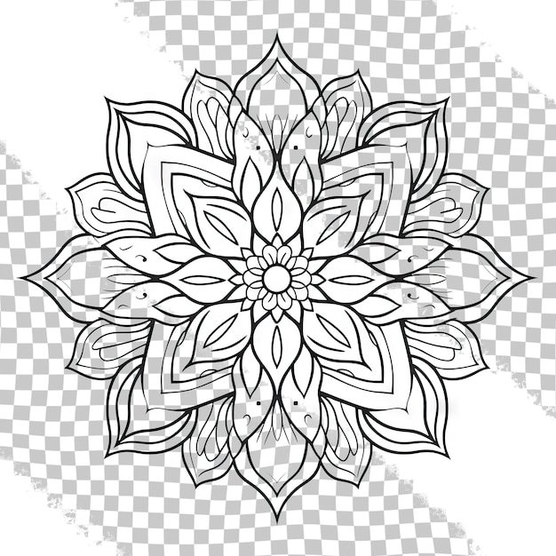 Mandala contorno Linha mandala isolada em fundo transparente Anti-estresse intrincada mandala preta para anti-estresse livros de coloração cartões selos web design e mais