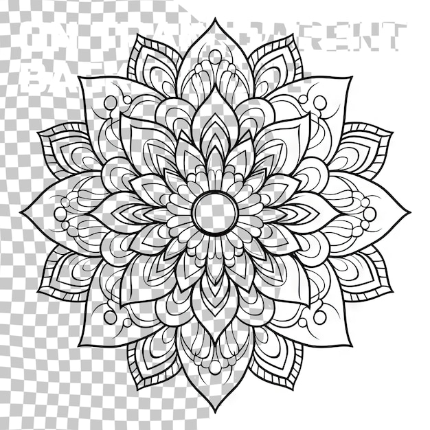 Mandala contour Mandala en ligne isolé sur un fond transparent Mandala noir complexe contre le stress pour les livres de coloration contre le stress cartes timbres conception web et plus encore