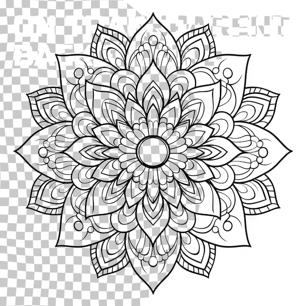 PSD mandala contour mandala en ligne isolé sur un fond transparent mandala noir complexe contre le stress pour les livres de coloration contre le stress cartes timbres conception web et plus encore