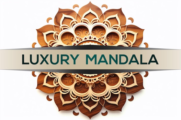 PSD mandala de madeira criativa_wooden art mandala design_wooden mandala_mandala mockup