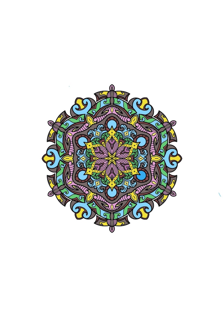 PSD mandala digitale con disegni e modelli unici pieni di colori