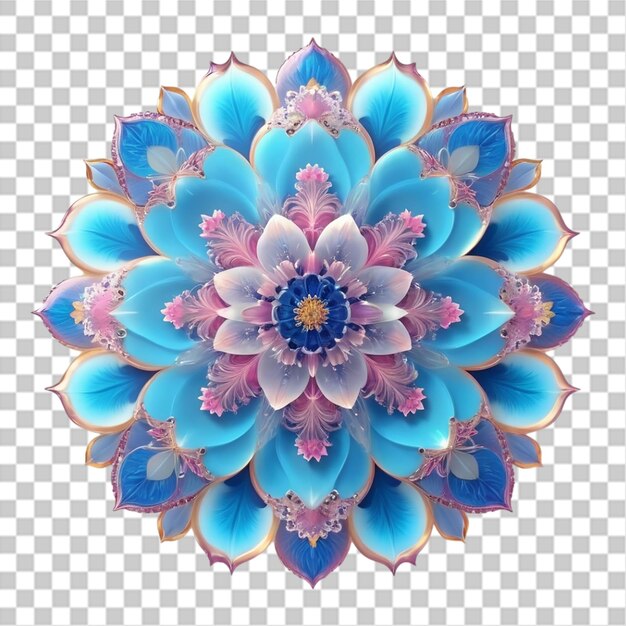 Mandala-fraktal-design mit lilienblumenmuster, isoliert auf durchsichtigem hintergrund
