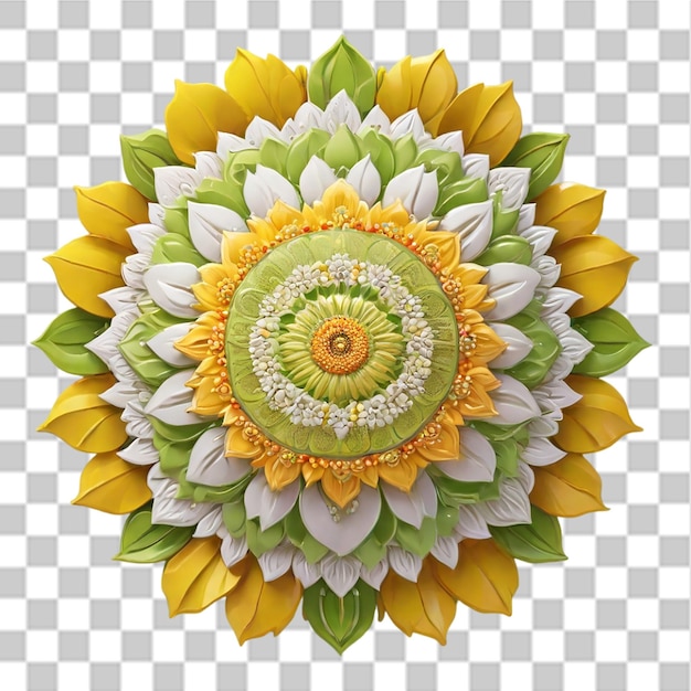 PSD mandala de girasol en un fondo transparente