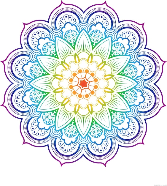 PSD mandala livro de colorir budismo ilustração datura cor de flor mandala obra de arte floral flor arranjando cor splash criança png