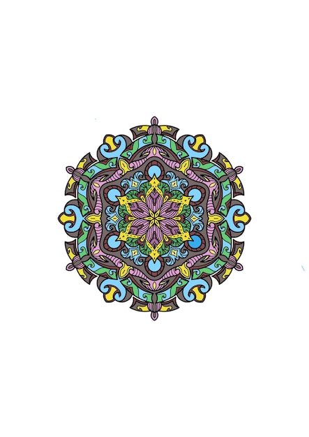 Mandala Numérique Avec Un Design Unique Et Des Motifs Pleins De Couleurs