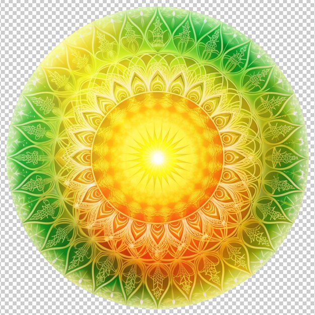 Mandala Rouge Vert Et Soleil Sur Un Fond Transparent