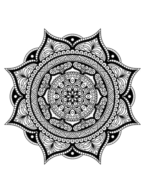 PSD mandala simple negro blanco