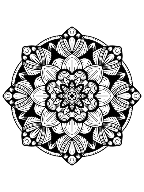 PSD mandala simple noir blanc