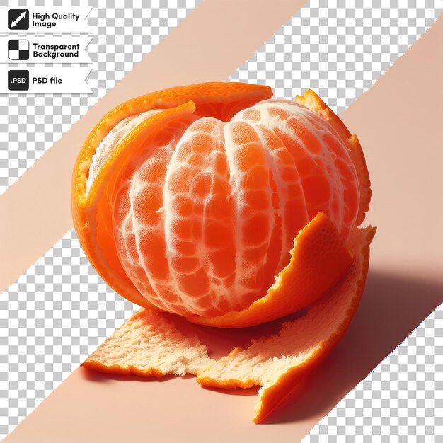 PSD mandarina descascada em psd em fundo transparente com camada de máscara editável