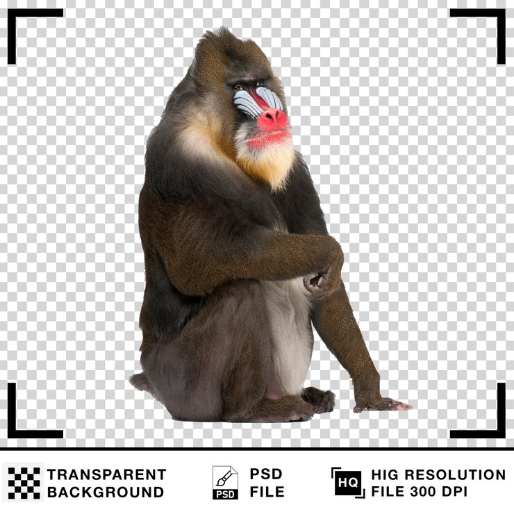 PSD mandrill monkey com um arquivo psd de fundo transparente de alta resolução