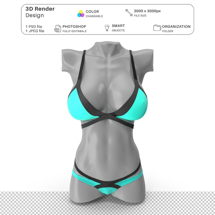 PSD manequim feminino vestindo lingerie mockup modelagem 3d arquivo psd lingerie realista