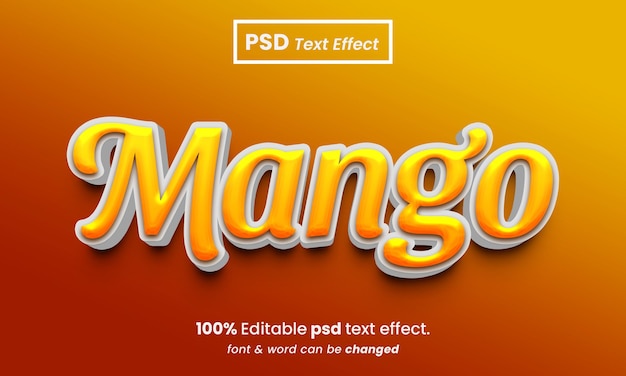Mango 3d bearbeitbarer Premium-PSD-Texteffekt