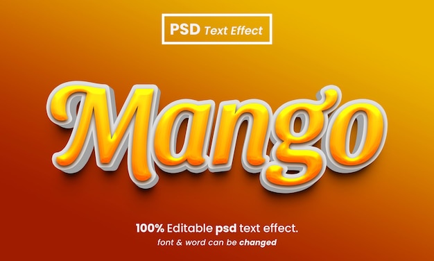 Mango 3d bearbeitbarer premium-psd-texteffekt