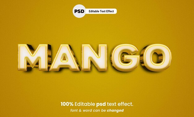 Mango 3d bearbeitbarer psd-texteffekt