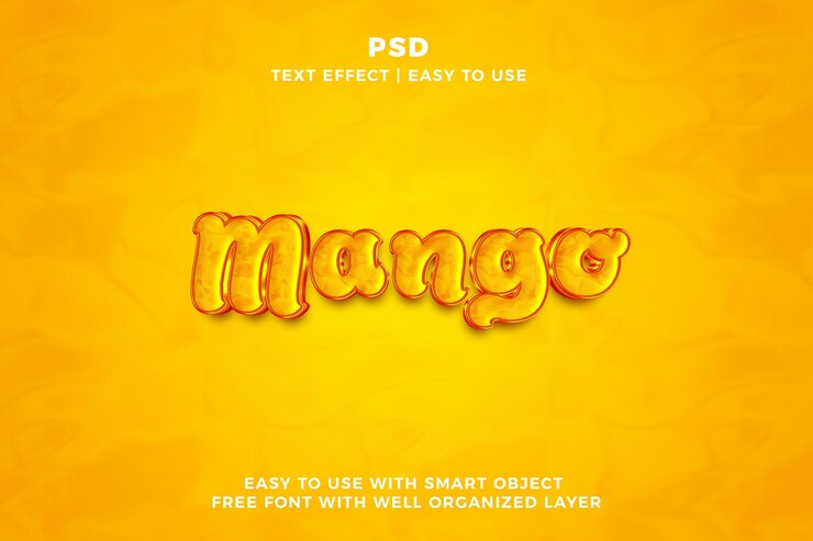 PSD mango 3d editable photoshop estilo de efecto de texto psd con fondo