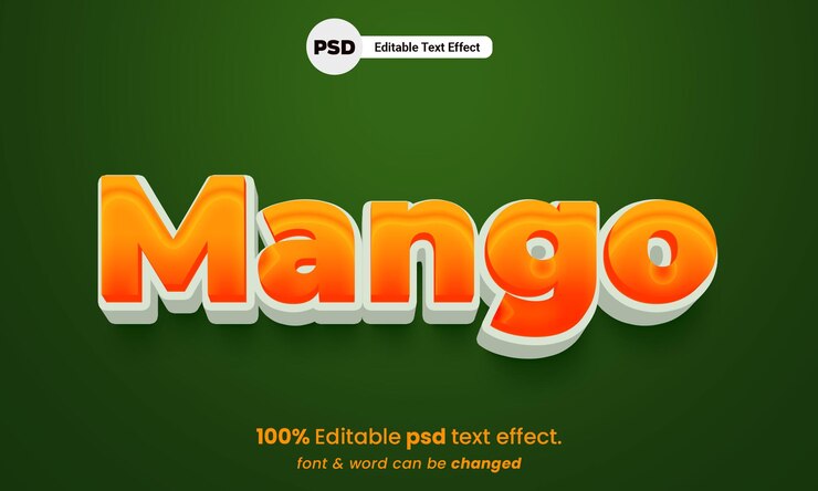 PSD mango 3d editable psd efecto de texto de mango premium