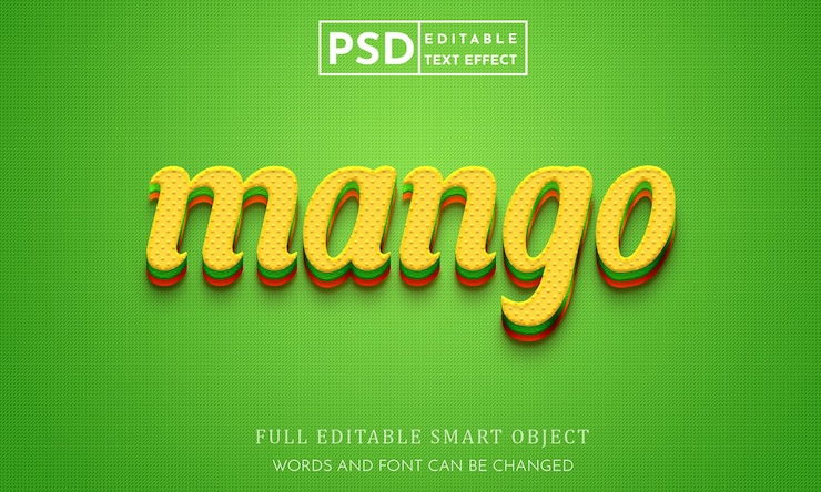 PSD mango 3d efecto de texto editable premium psd
