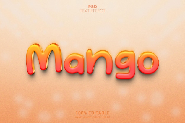 Mango 3d psd bearbeitbares texteffektdesign