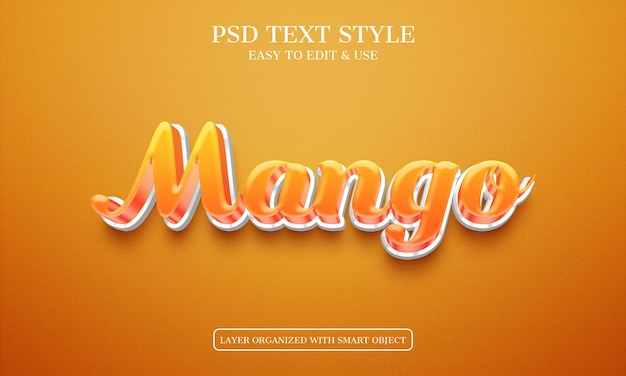 Mango Bearbeitbarer PSD-Text im 3D-Stil