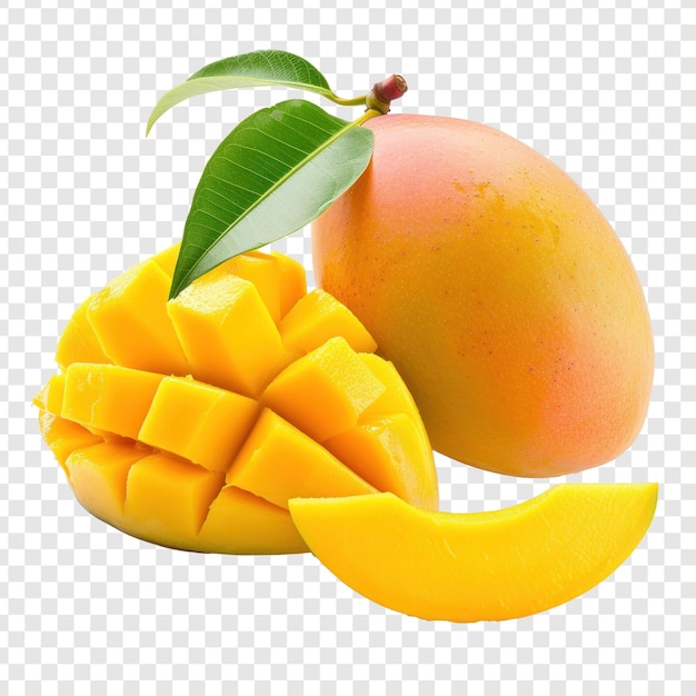 Mango com fatias em fundo transparente psd