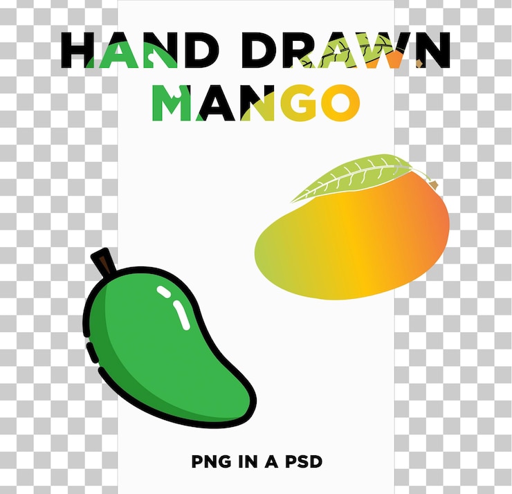 PSD mango dibujado a mano en png en un psd