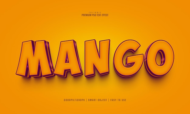 Mango efecto de texto psd premium totalmente editable