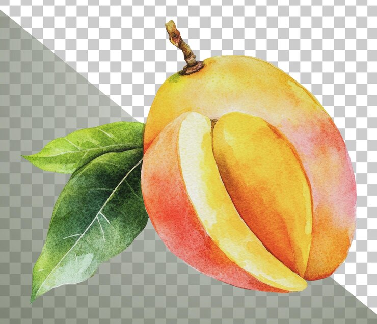 PSD mango fresco de papua nueva guinea con hojas sobre un fondo blanco
