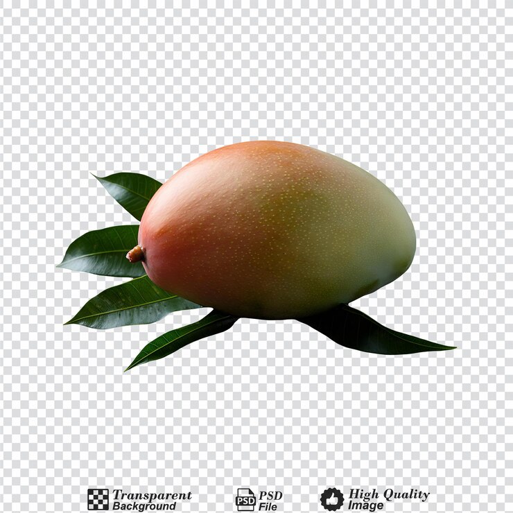 PSD mango con hojas aisladas sobre un fondo transparente