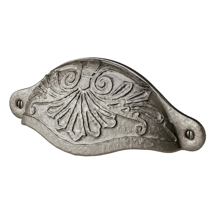 PSD un mango de plata con un diseño de hojas y flores