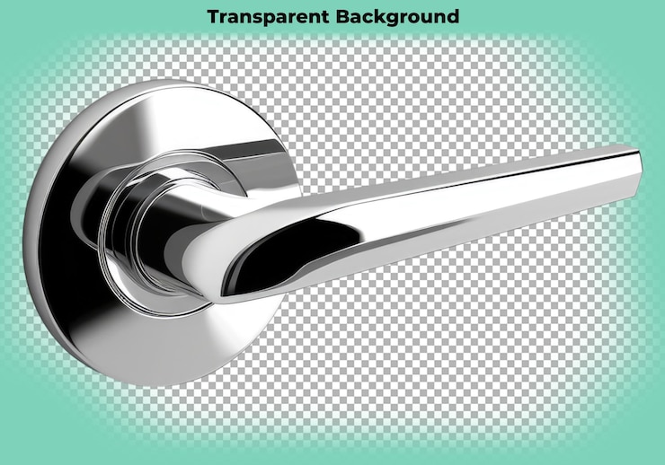 PSD mango de puerta brillante y elegante aislado sobre un fondo transparente