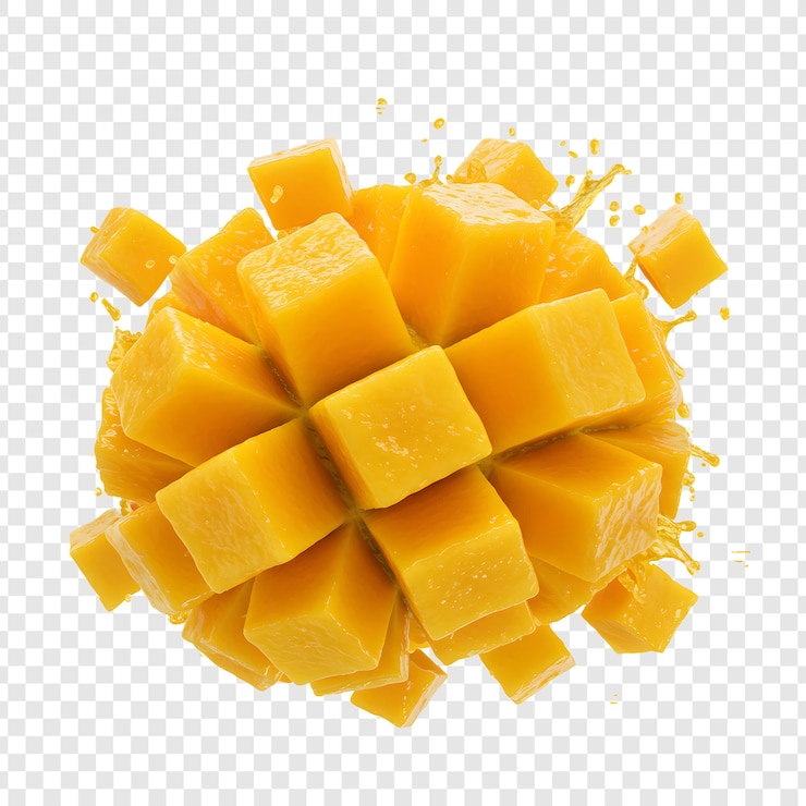 PSD mango recién cortado con un poco de jugo