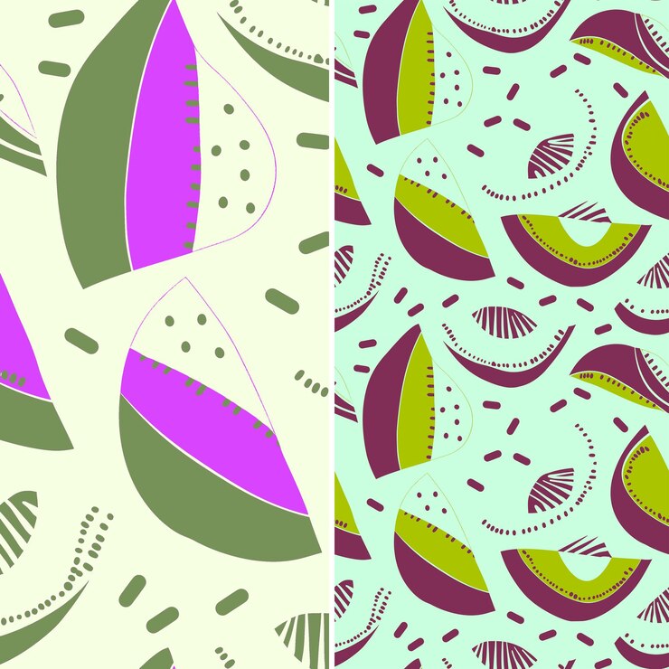 PSD mango con silueta de rebanada y diseño colorido con vector de patrón de fruta tropical tribal único