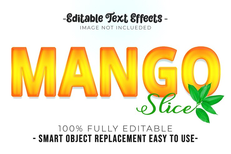 PSD mango slice bearbeitbarer texteffekt