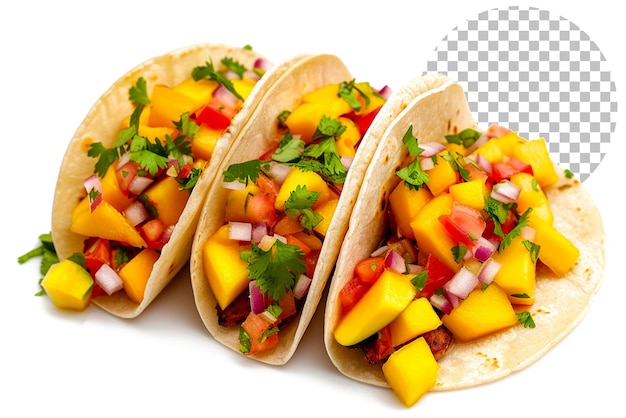 PSD mango tango tacos tacos avec une touche de mangue sur un fond transparent