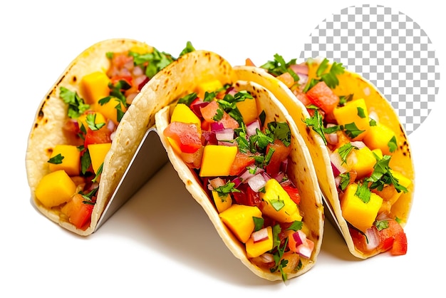 PSD mango tango tacos tacos avec une touche de mangue sur un fond transparent