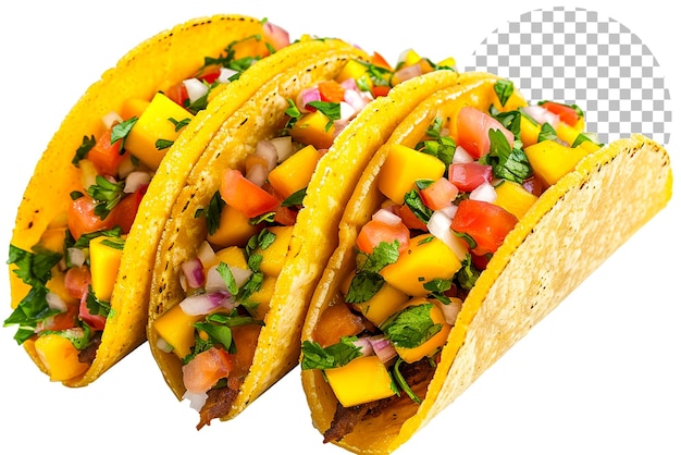 PSD mango tango tacos tacos avec une touche de mangue sur un fond transparent