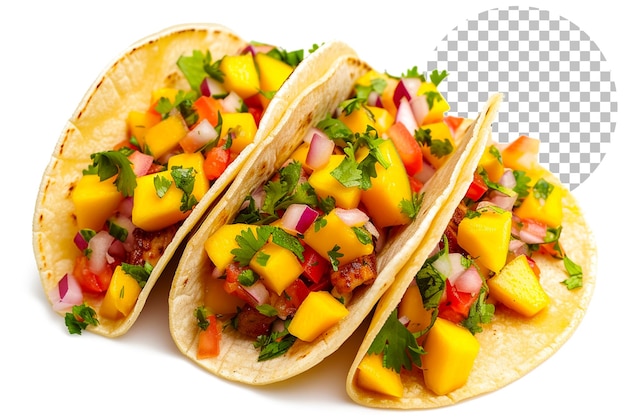 PSD mango tango tacos tacos avec une touche de mangue sur un fond transparent