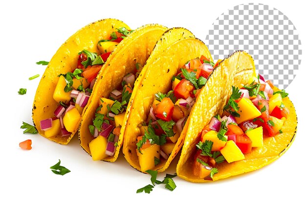 PSD mango tango tacos tacos avec une touche de mangue sur un fond transparent